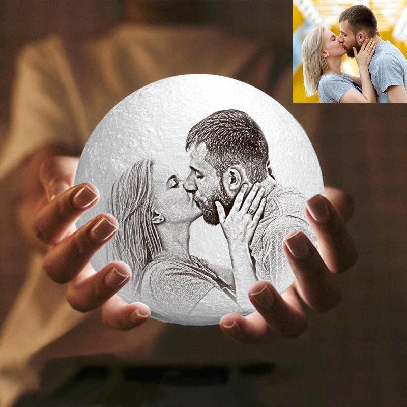 Personalized Lover Creative 3D Print photo Moon Lamp,Engraved Lamp - Touch Two Colors