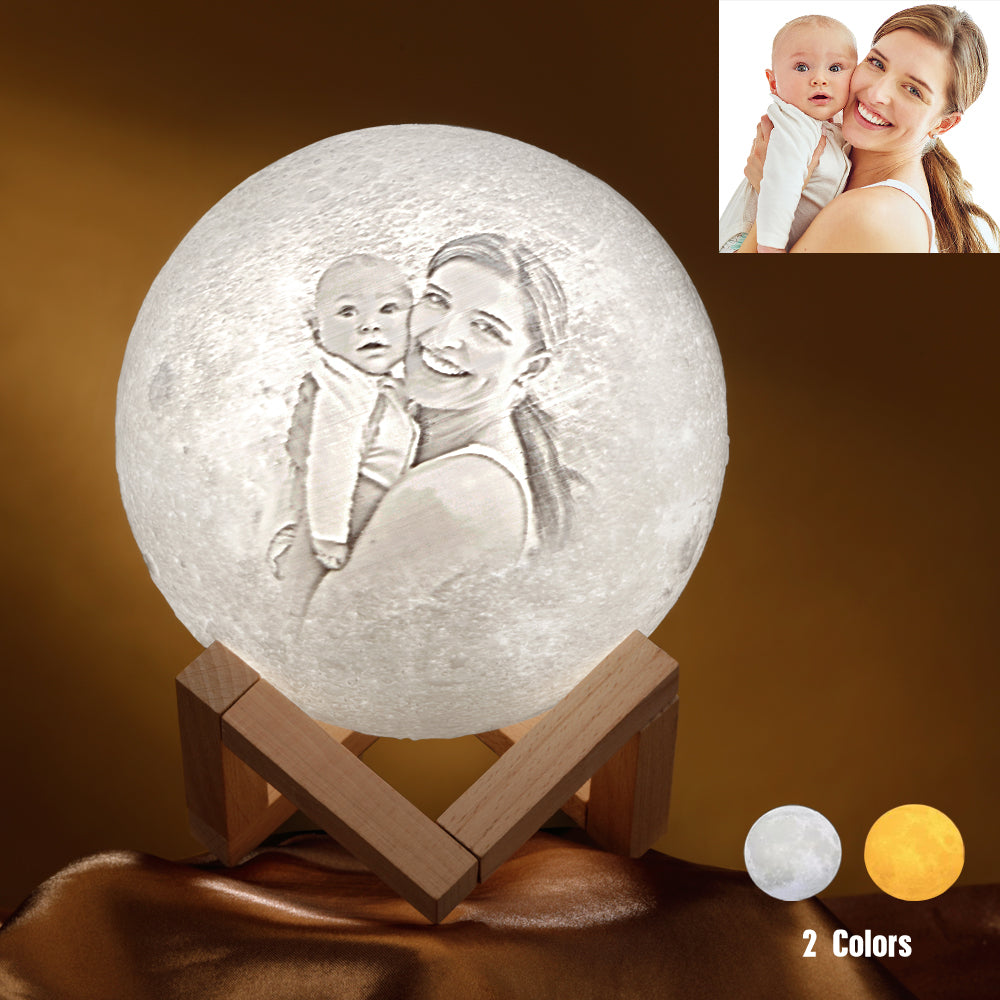 Mom's Gifts Custom Photo Moon Lamp Picture Light Engraved