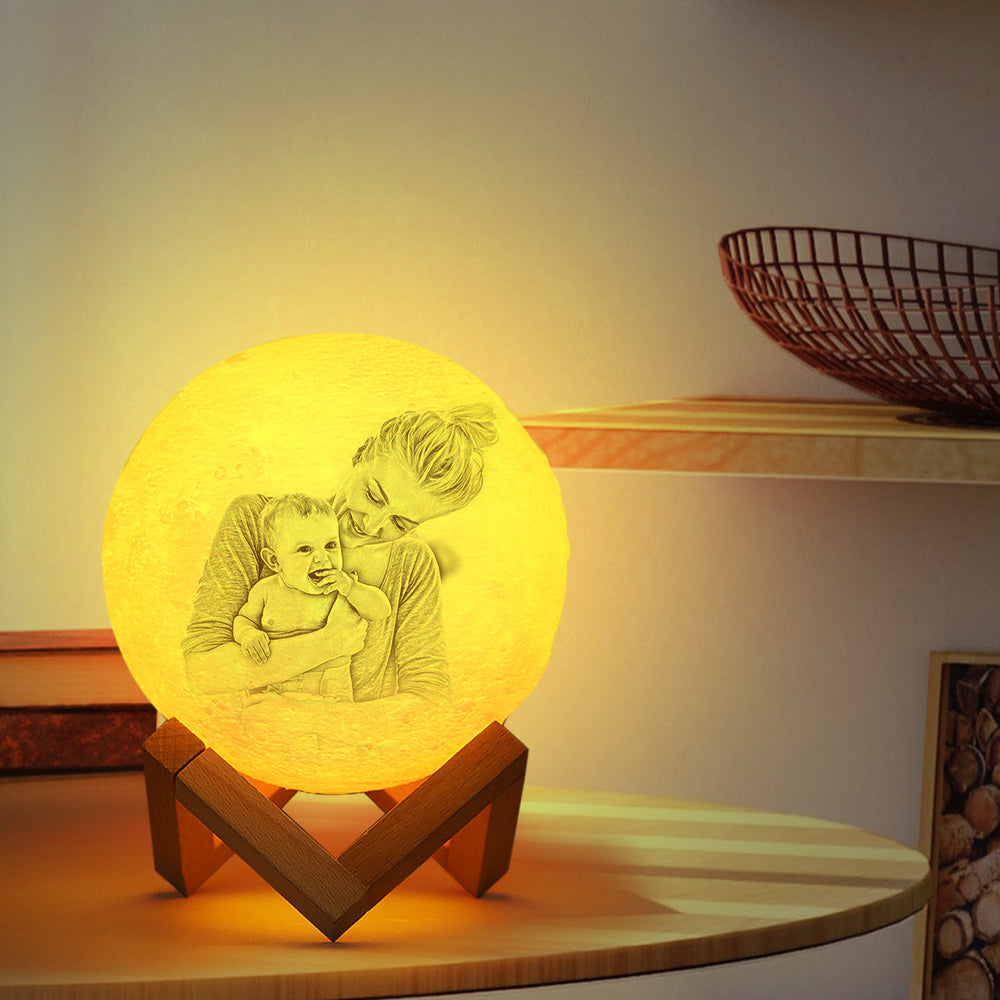 Halloween Gifts 2 Colors Custom Photo Lamp 3D Printed and Engraved Moon Lamp