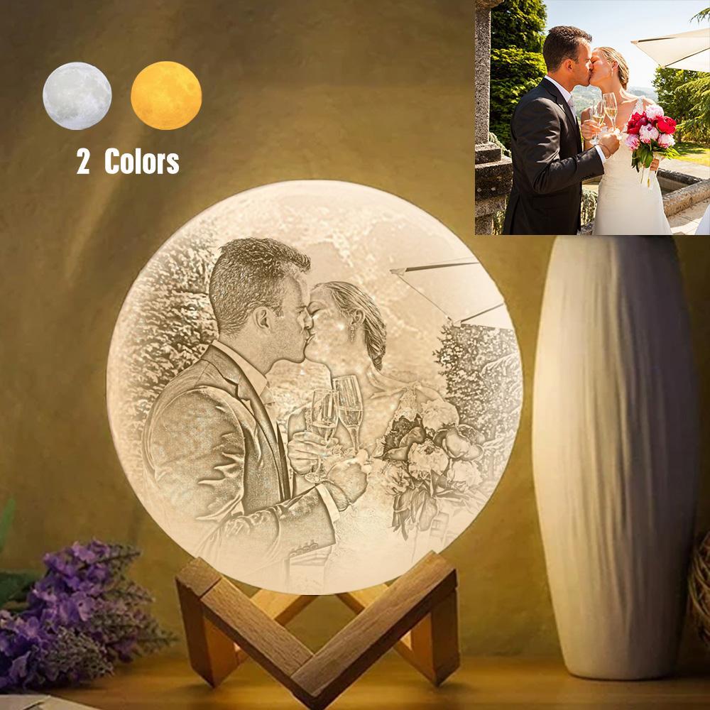 Personalized Lover Creative 3D Print photo Moon Lamp,Engraved Lamp - Touch Two Colors