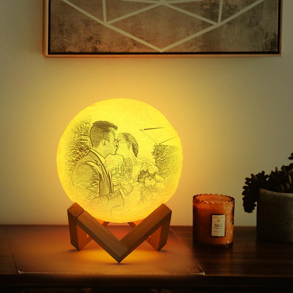 Custom 3D Print Couple Photo Moon Lamp Canada Picture Light Personalized Engraved Moon Lamp Gift For Him/Her Date Night Ideas