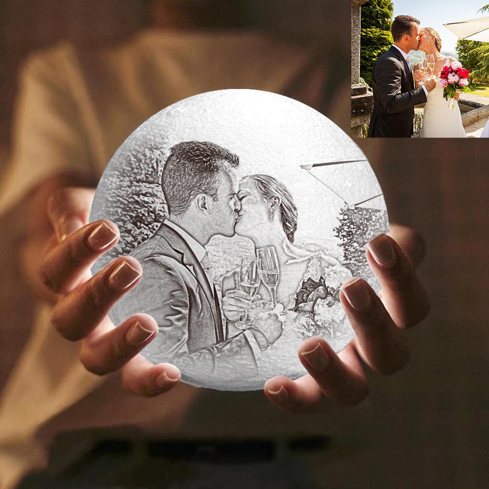 Custom 3D Print Couple Photo Moon Lamp Canada Picture Light Personalized Engraved Moon Lamp Gift For Him/Her Date Night Ideas