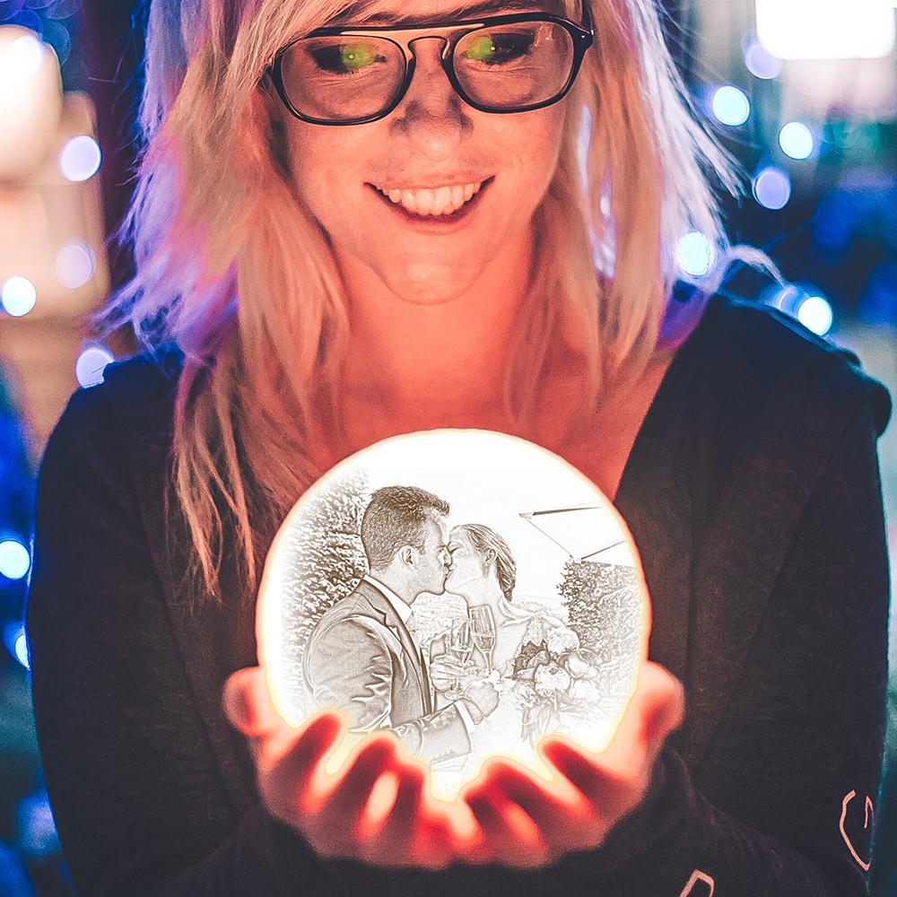 Gifts For Mom Moon Lamp Personalized Photo Light & Engraving Custom 3D Print Luna Painting Light for Her Date Night Ideas