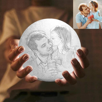 Creative 3D Print Photo Moon Lamp Personalized Engraved Moon Lamp Touch Two Colors 15cm Available Anniversary Gifts - mysiliconefoodbag