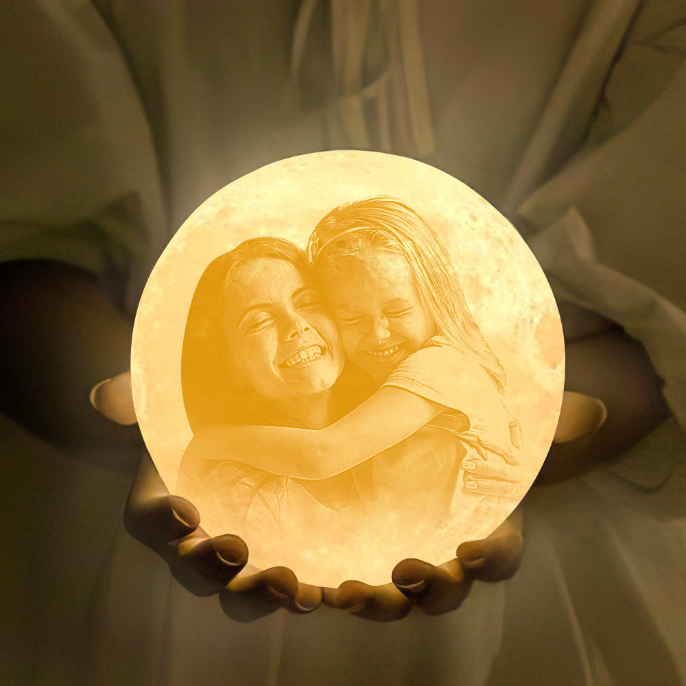 Mother's Day Gifts Custom 3D Printing Photo Moon Lamp Magic Lunar With Photo & Text - Touch Two/Three Colors(10cm-15cm)