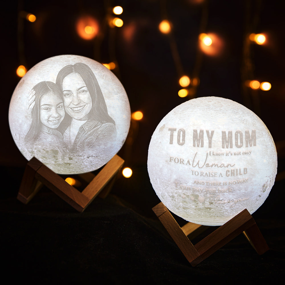 Mother's Day Gifts Custom 3D Printing Photo Moon Lamp Magic Lunar With Photo & Text - Touch Two/Three Colors(10cm-15cm)