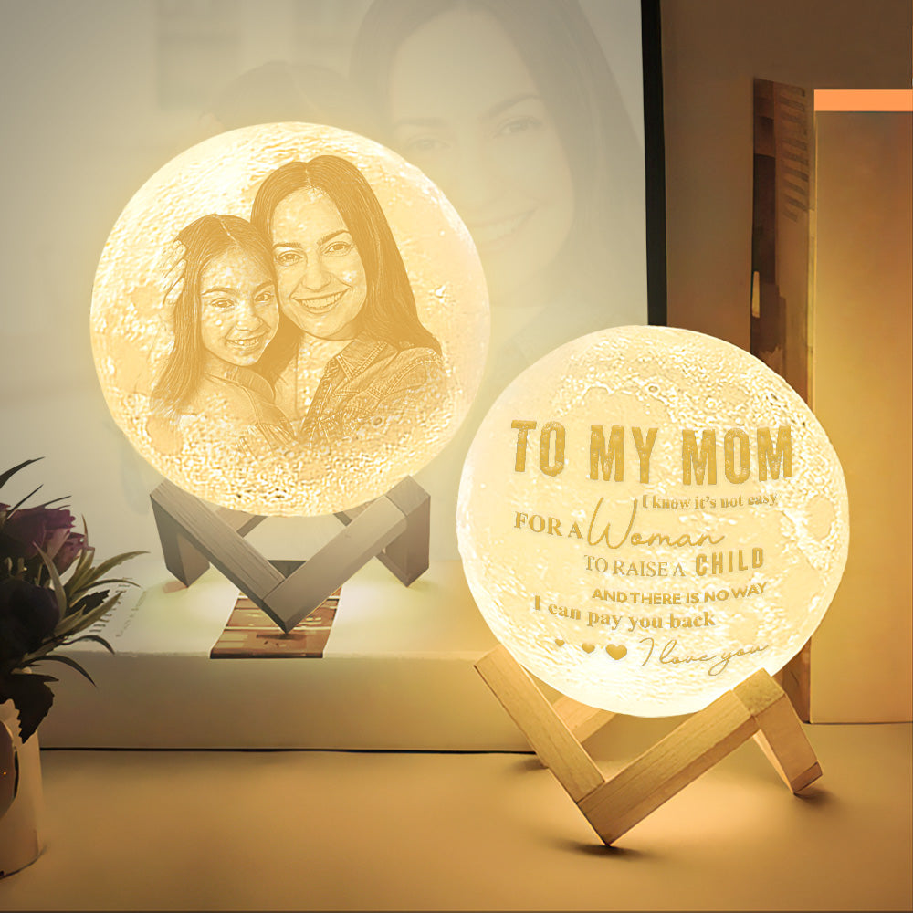 Mother's Day Gifts Custom 3D Printing Photo Moon Lamp Magic Lunar With Photo & Text - Touch Two/Three Colors(10cm-15cm)