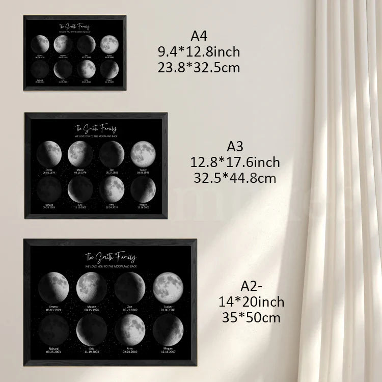 Personalized Moon Phase Wood Frame Family Keepsake Gifts Mother's Day Gift