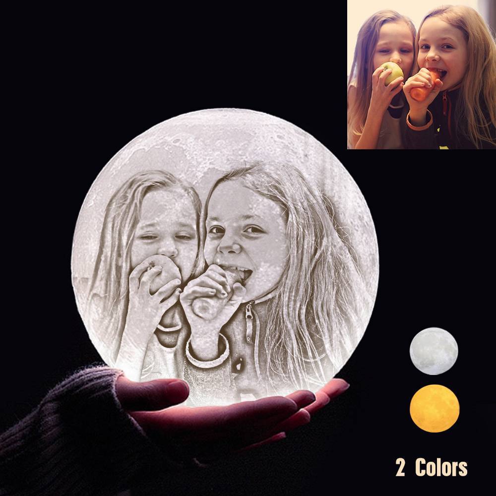 Custom 3D Printing Photo Moon Light With Your Text-For Baby-Touch Two Colors(10-15cm)