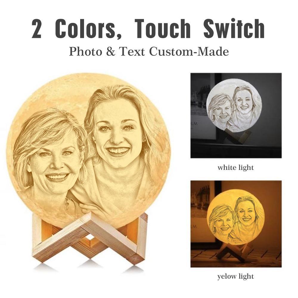 Mother's Day Gifts Custom 3D Printing Photo Moon Lamp Magic Lunar With Photo & Text - Touch Two/Three Colors(10cm-15cm)