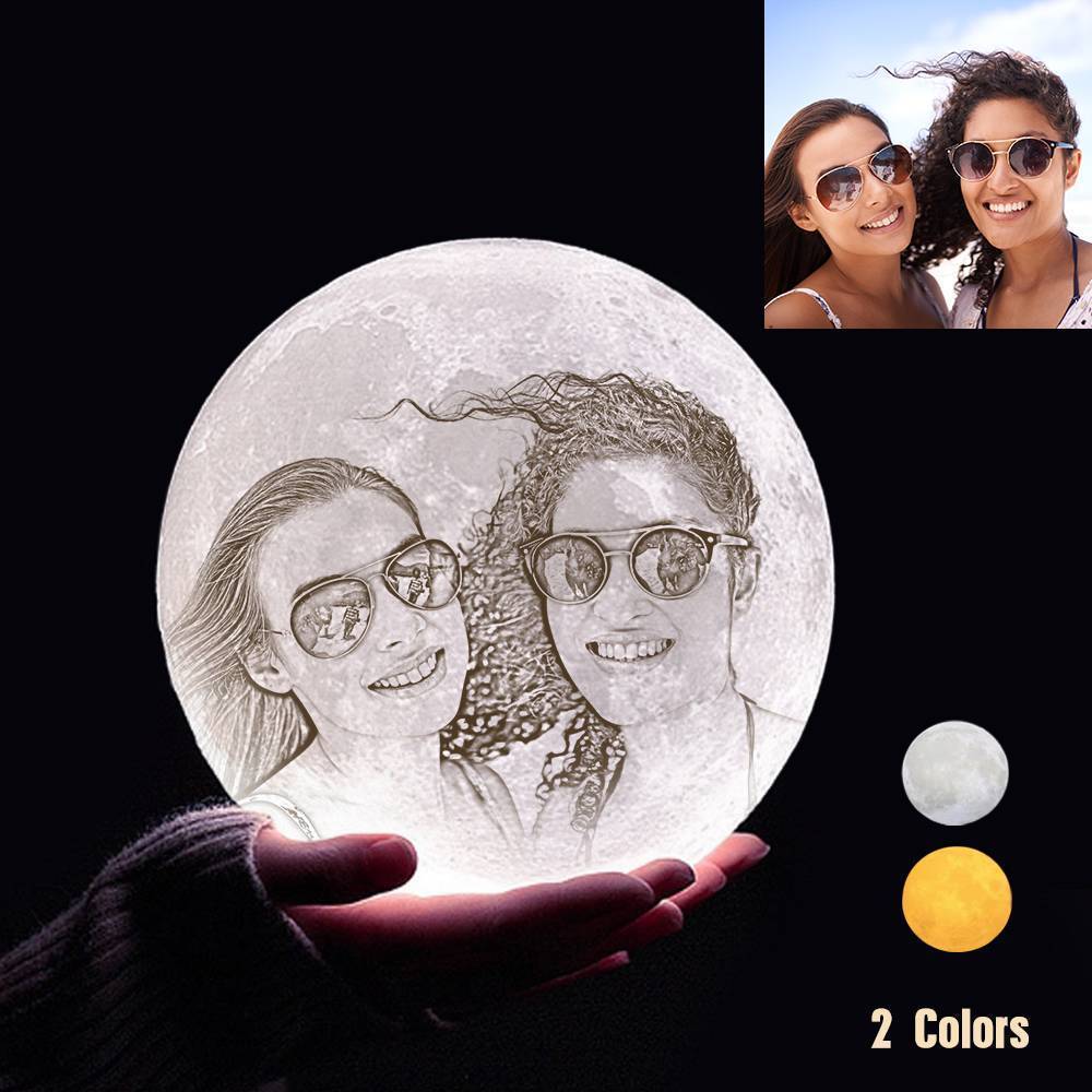 Custom 3D Printing Photo Moon Light With Your Text-For Friends-Touch Two Colors(10-15cm)