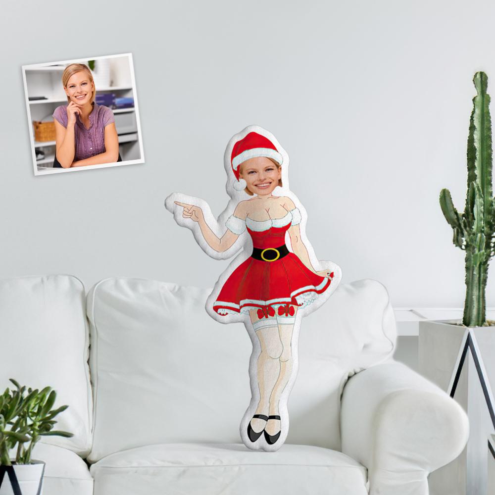 Custom Face Pillow With Santa Dress Personalised For Her