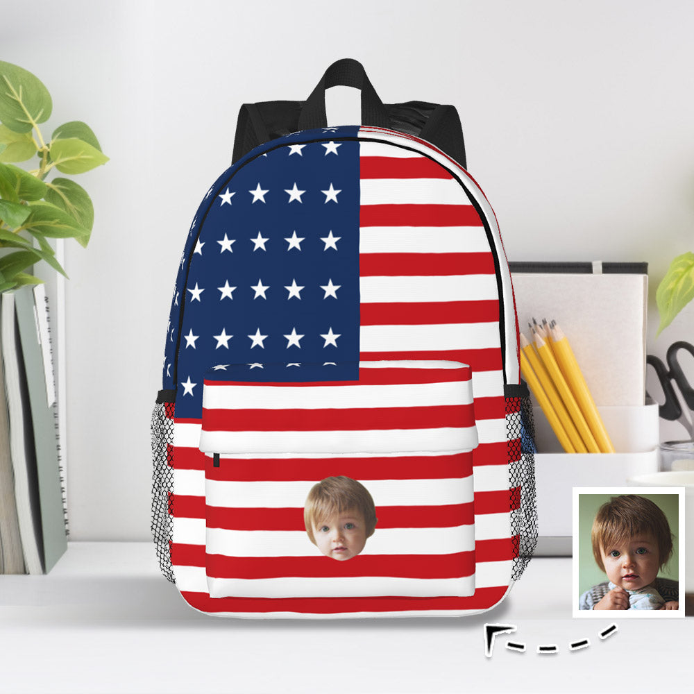 Custom Face Backpack Personalised Flag School Bag