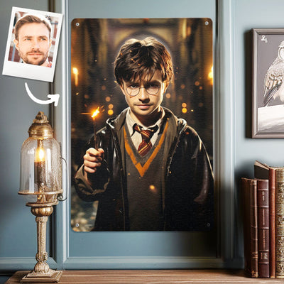 Personalized Face Harry Potter Metal Poster Custom Photo Portrait Gifts for Him - mysiliconefoodbag