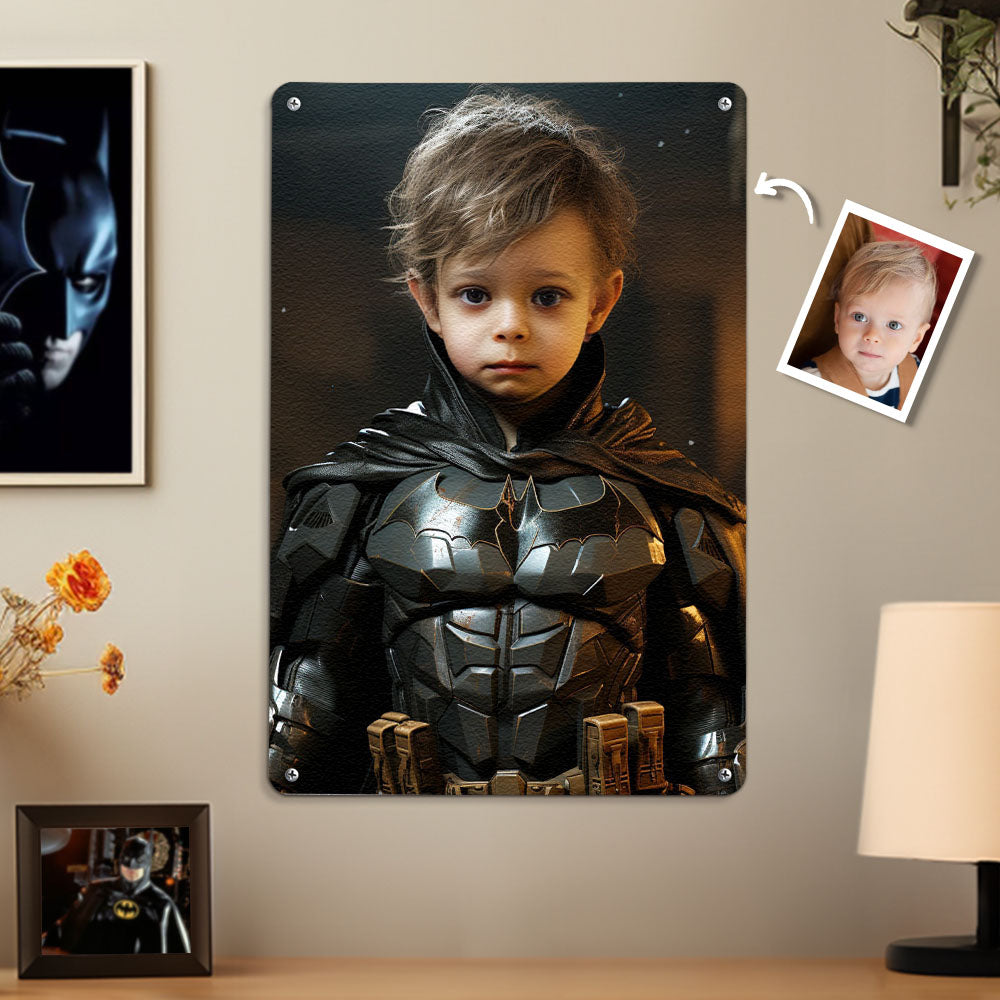 Custom Photo Portrait Personalized Face Batman Metal Poster Gifts for Him