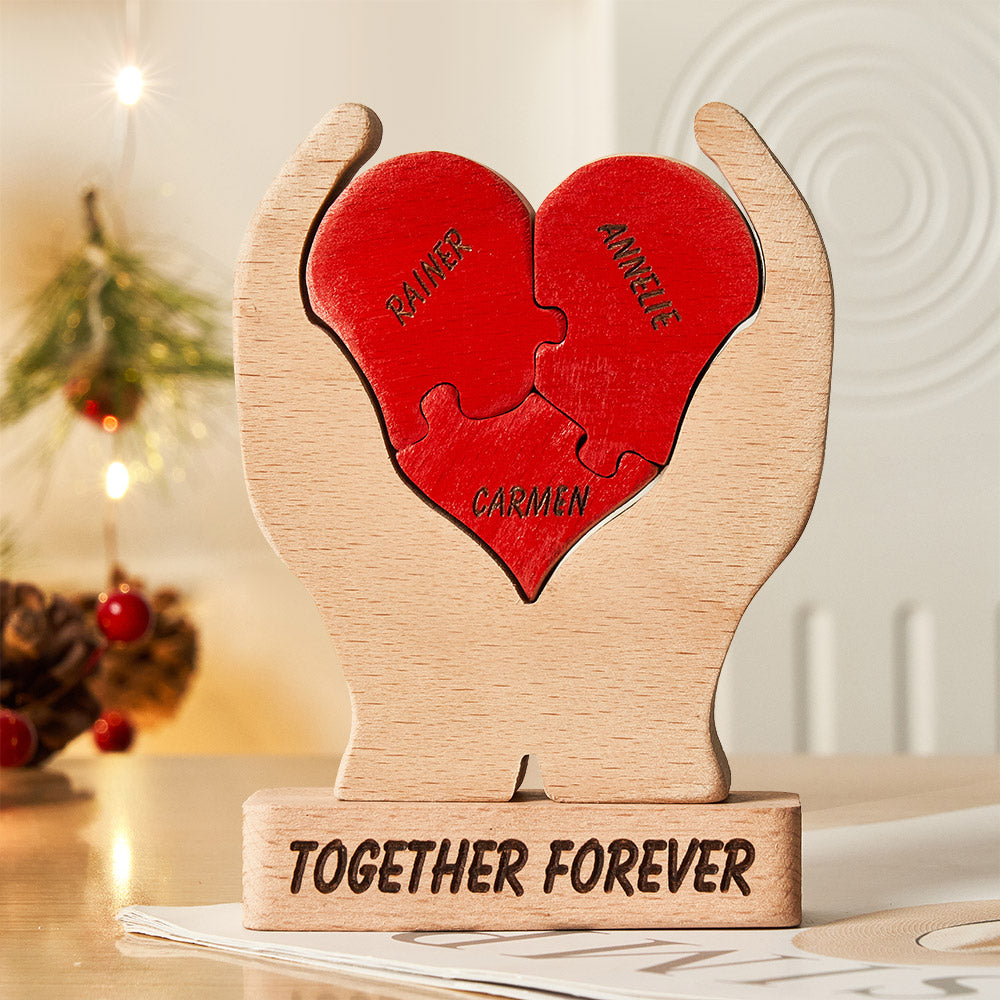 Custom Names Wooden Heart Family Puzzle Home Decor Christmas Gifts