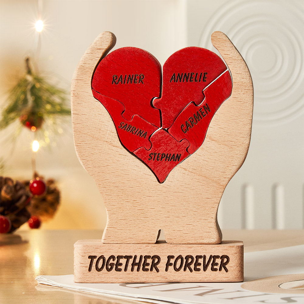 Custom Names Wooden Heart Family Puzzle Home Decor Christmas Gifts