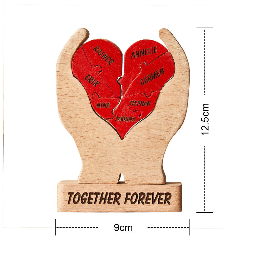 Custom Names Wooden Heart Family Puzzle Home Decor Christmas Gifts