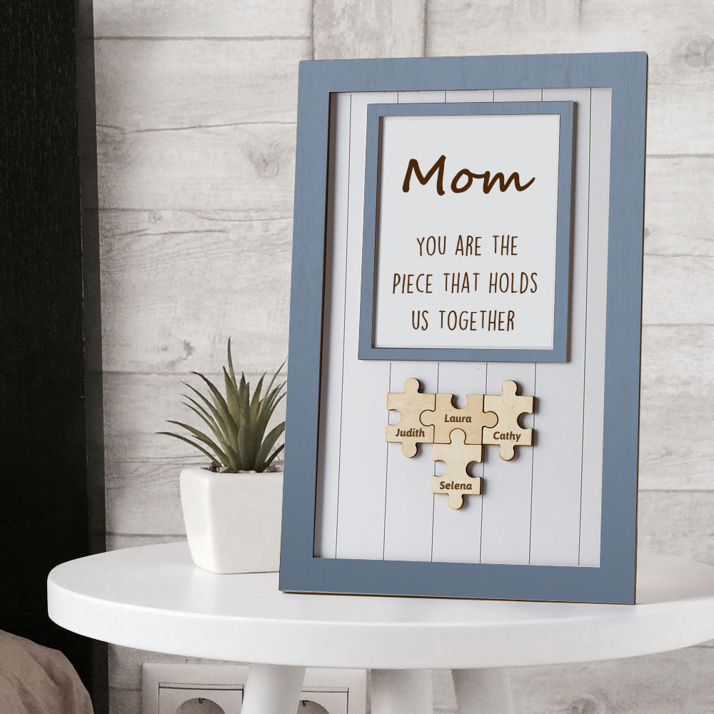 Custom Mom Wooden Puzzle Frame Personalised Engraved Name Decor Gift for Mother