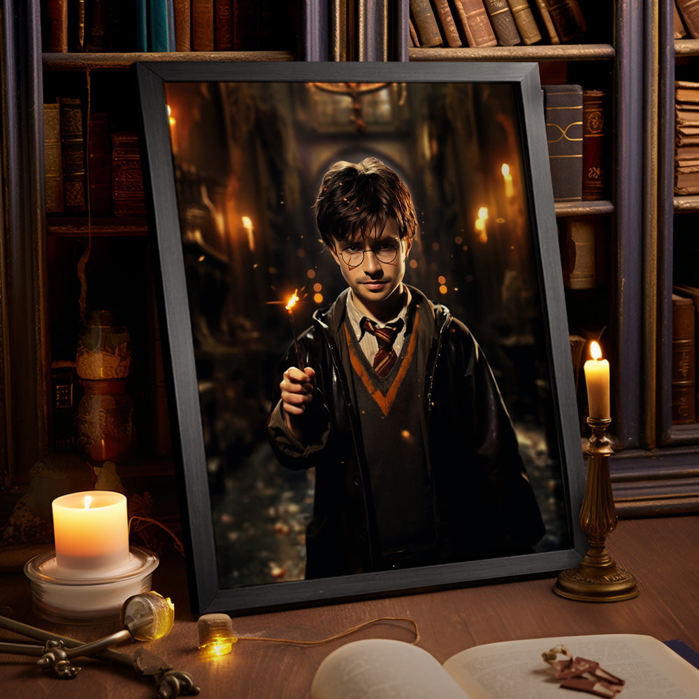 Custom Face Harry Potter Wooden Frame Gifts for Him Personalized Photo Portrait