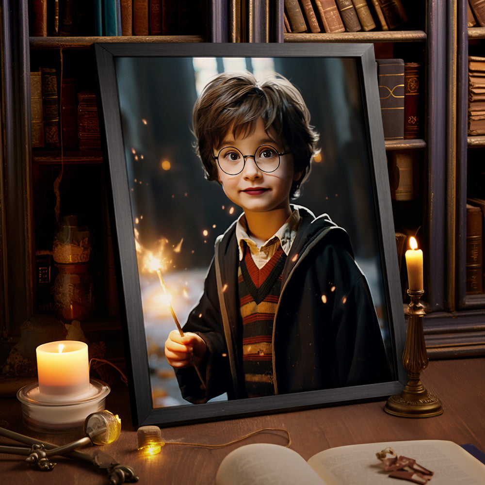 Custom Face Harry Potter Wooden Frame Gifts for Him Personalized Photo Portrait