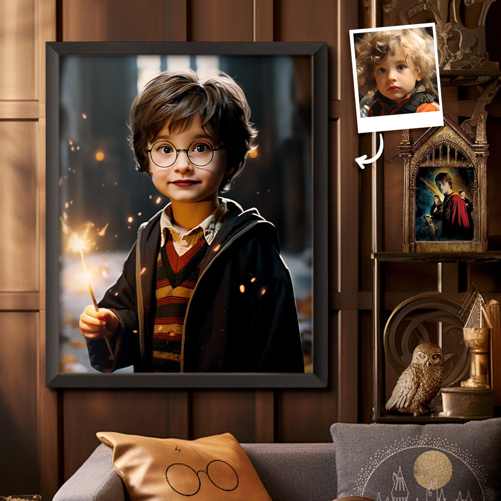 Custom Face Harry Potter Wooden Frame Gifts for Him Personalized Photo Portrait