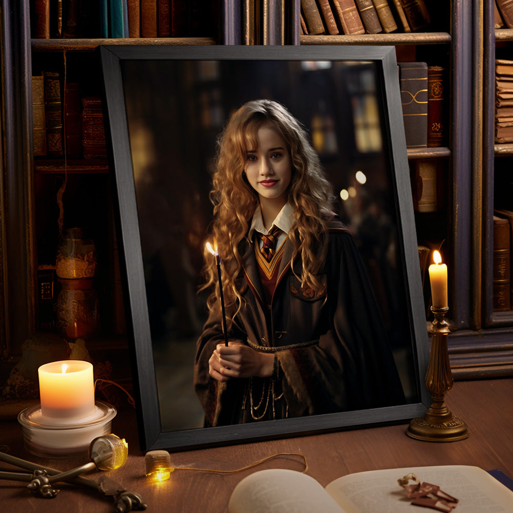 Custom Face Harry Potter Wooden Frame Gifts for Him Personalized Photo Portrait