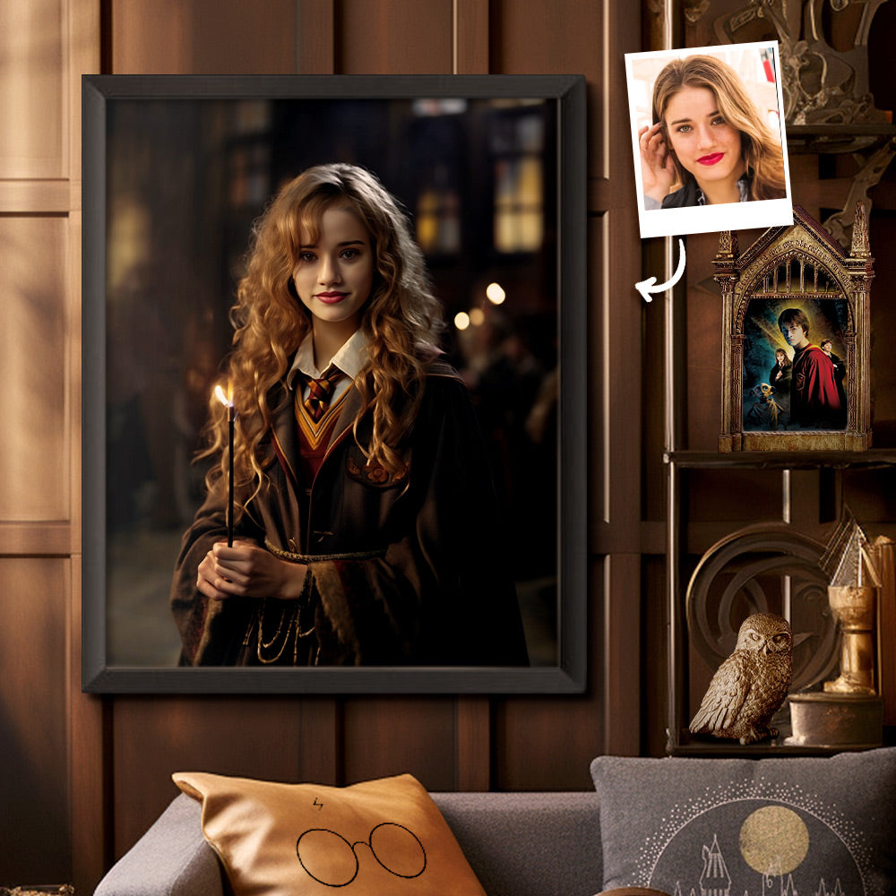 Custom Face Harry Potter Wooden Frame Gifts for Him Personalized Photo Portrait