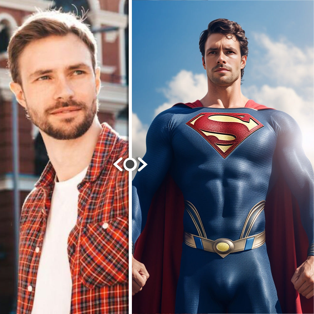 Personalized Face Superman Metal Poster Custom Photo Portrait Gifts for Kids