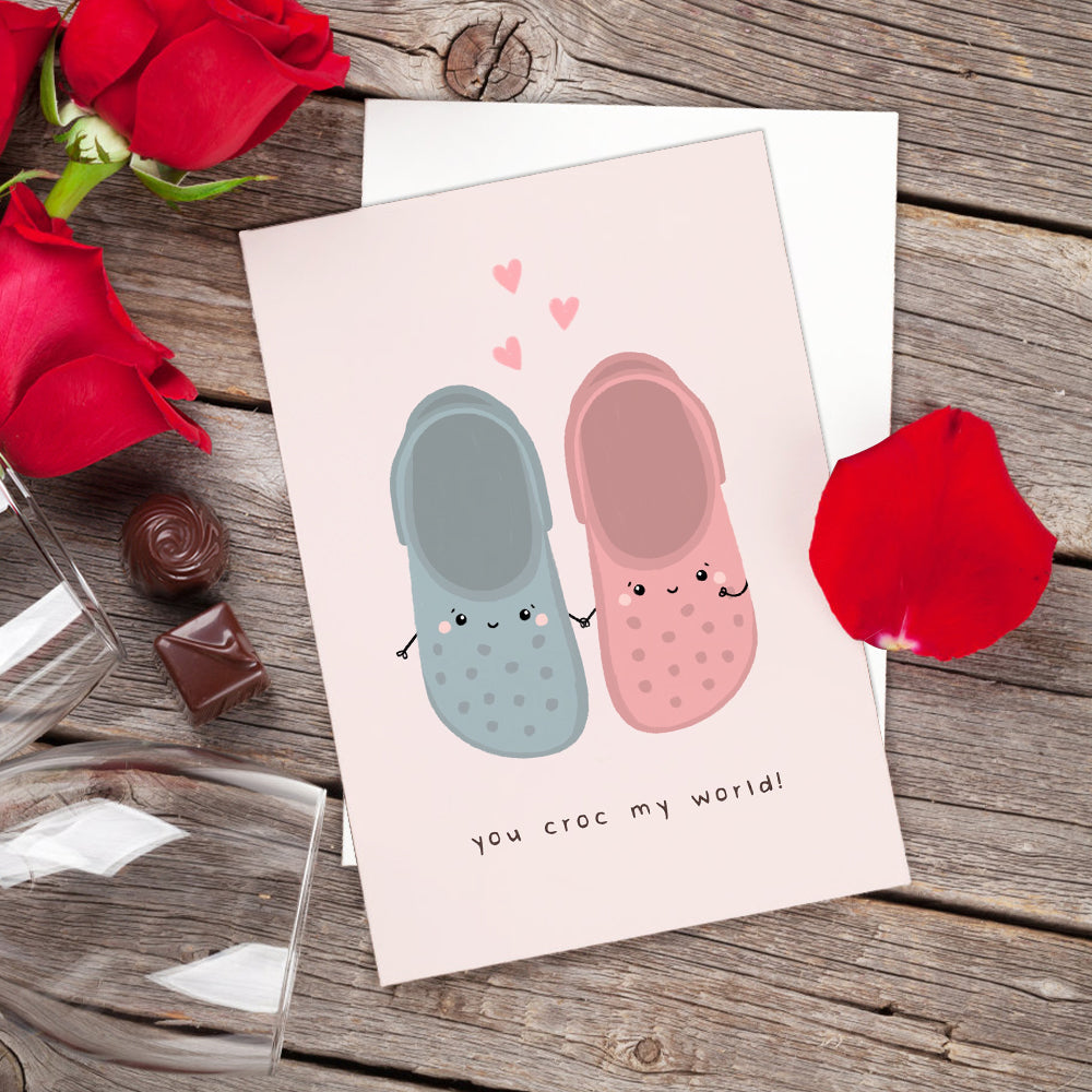 You Croc My World Funny Pun Valentine's Day Greeting Card