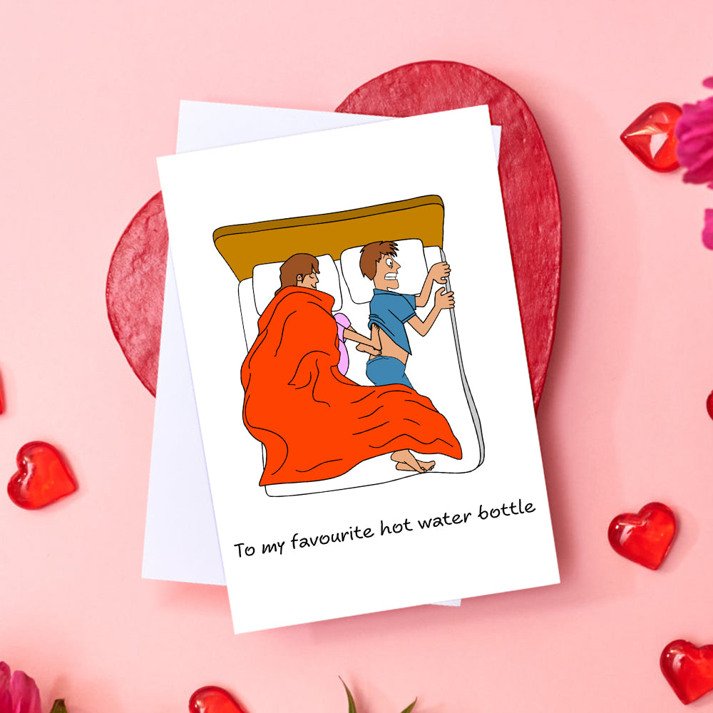 Funny Valentine's Day Greeting Card for Boyfriend Husband Cold Feet in Bed Cheeky Cute Card