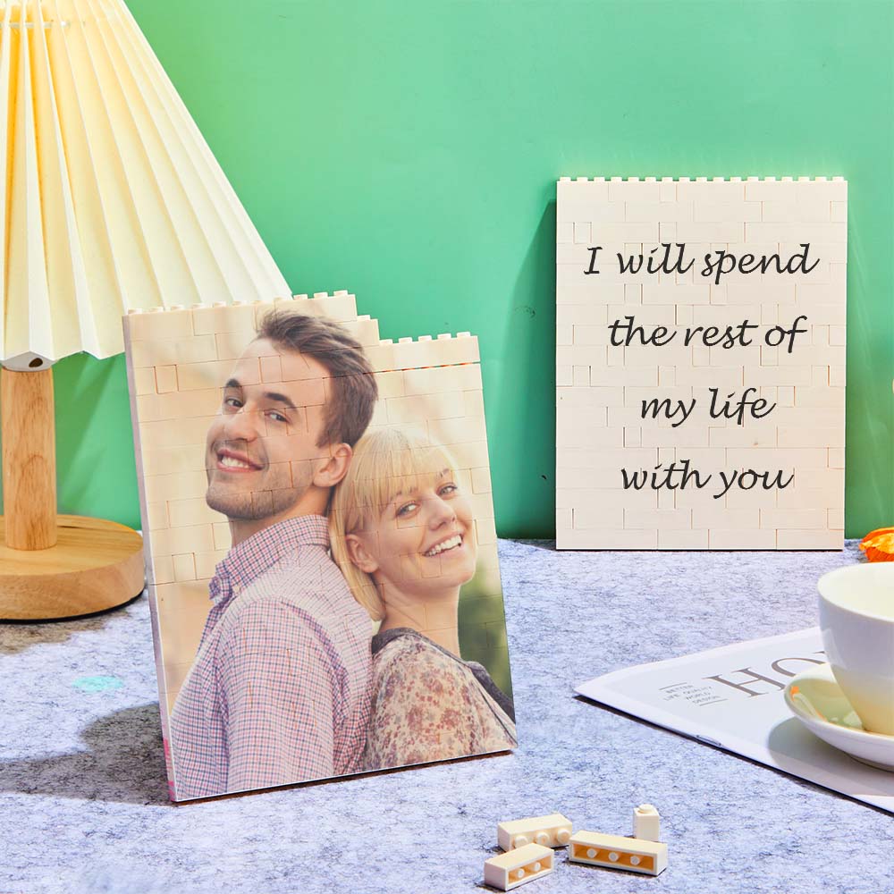 Personalized Brick Rectangle Building Photo Block Music Code Custom Text Frame