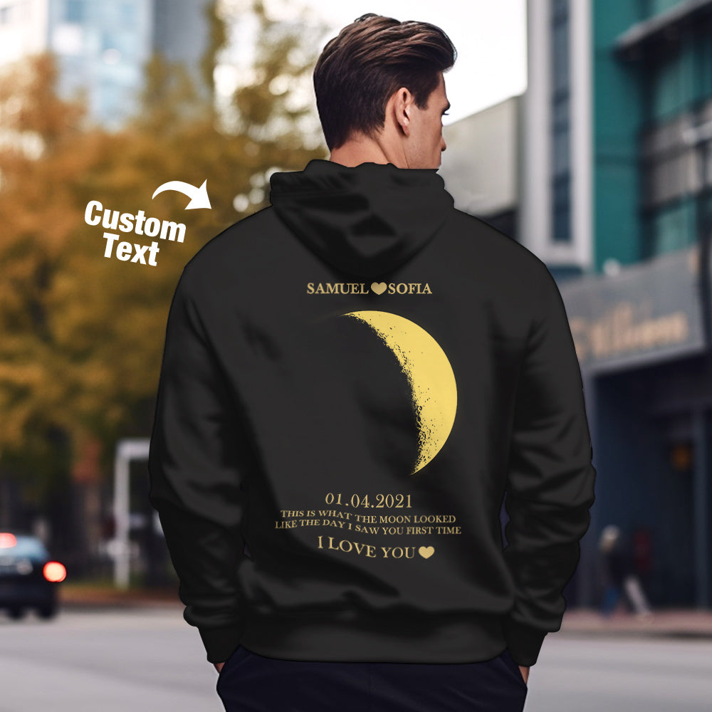 Custom Moon Phase Nnames Hoodie Personalized Fashion Unisex Sweatshirt Gift for Him for Her