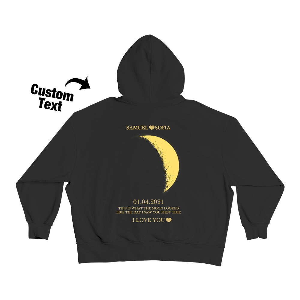 Custom Moon Phase Nnames Hoodie Personalized Fashion Unisex Sweatshirt Gift for Him for Her