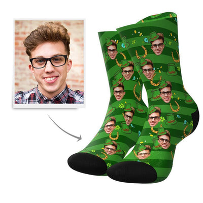 Lucky Horse Shoes Pattern Custom Face Socks - MyPhotoBags