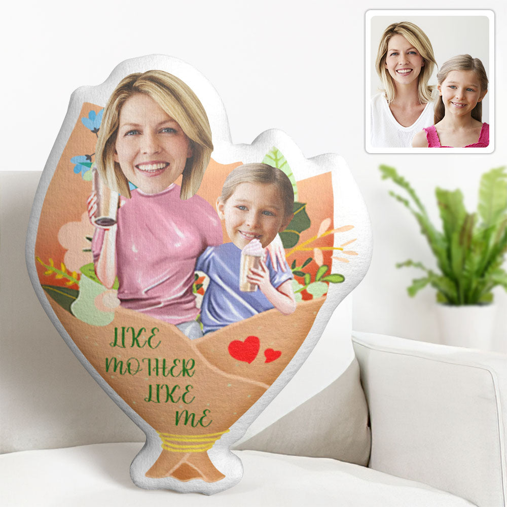 Custom Photo Face Pillow Mother's Day Flower Face Pillow Like Mother Like Me