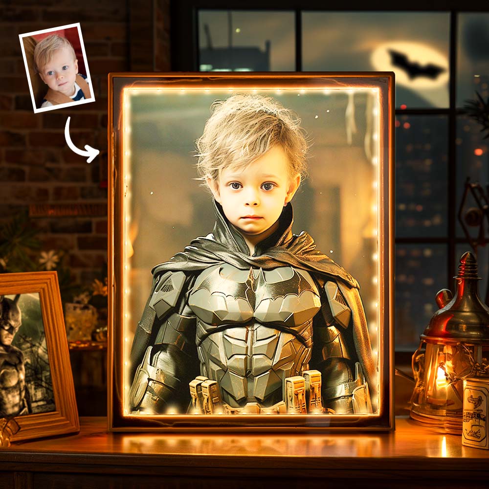 Custom Face Batman Personalized Photo Portrait Mirror Light Gifts for Kids